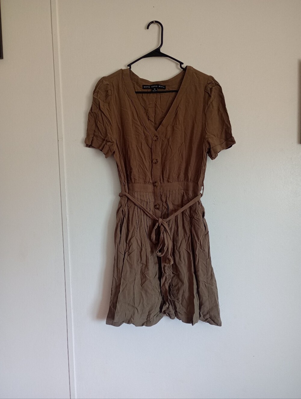 HYFVE Olive green button down dress with pockets size Medium